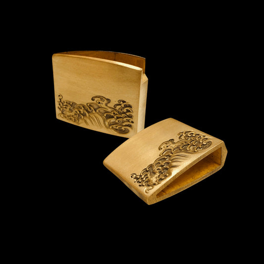 Brass Habaki with Intricate Wave Engraving | KatanaSwordArt Habaki For Sale 2025