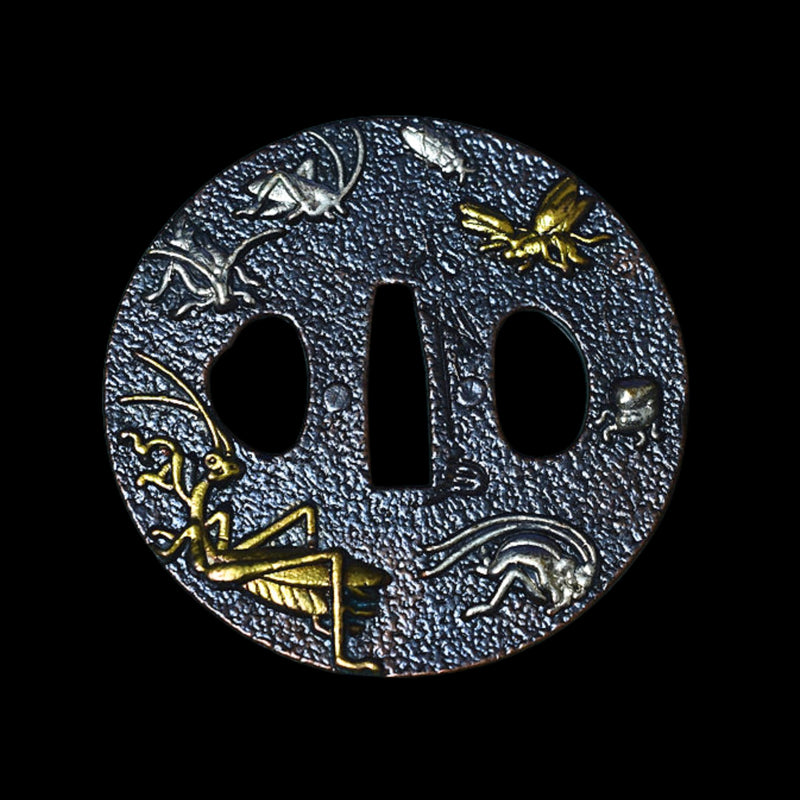 Brass Tsuba with Insect Design | KatanaSwordArt Tsuba For Sale