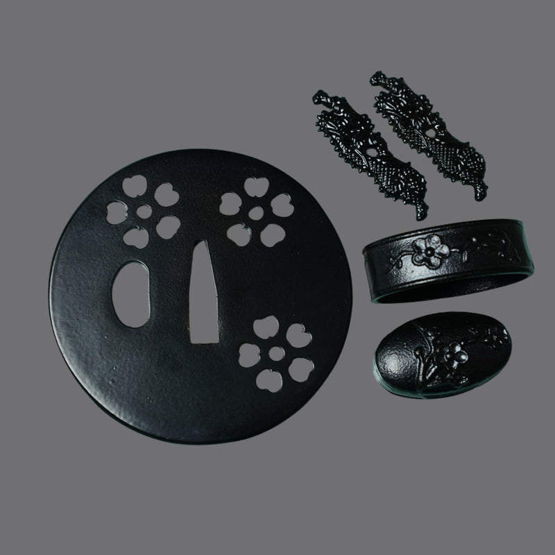 Iron Hira Tsuba with Floral Motif | KatanaSwordArt Tsuba For Sale