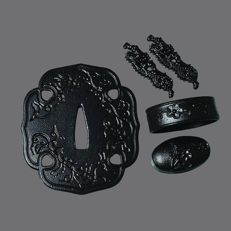 Iron Hira Tsuba with Floral Motif | KatanaSwordArt Tsuba For Sale