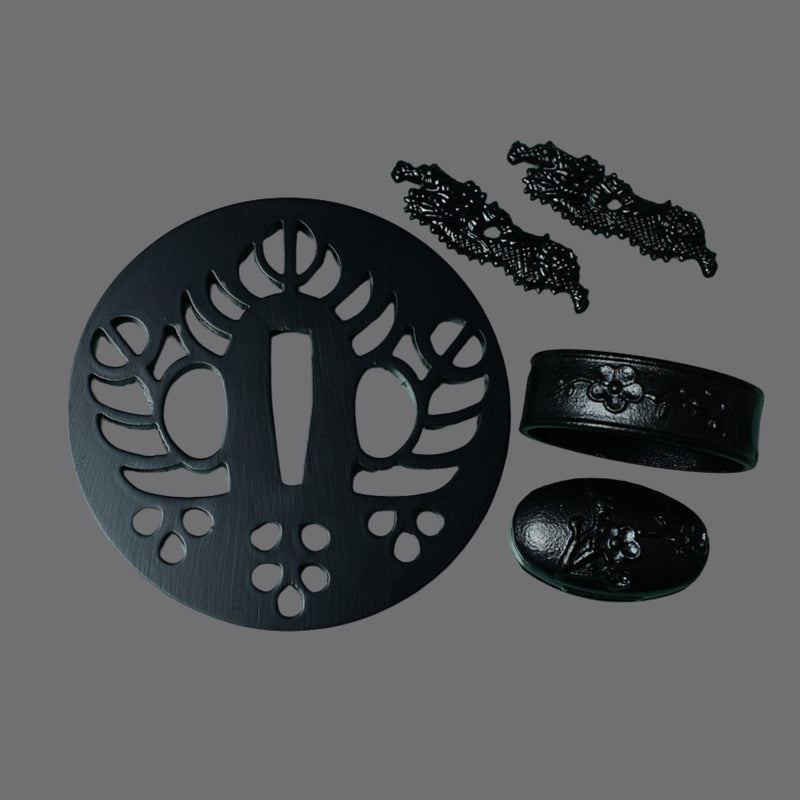 Iron Hira Tsuba with Floral Motif | KatanaSwordArt Tsuba For Sale