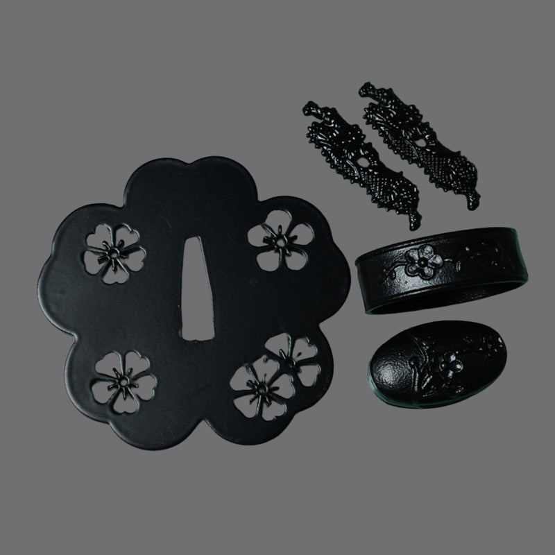 Iron Hira Tsuba with Floral Motif | KatanaSwordArt Tsuba For Sale