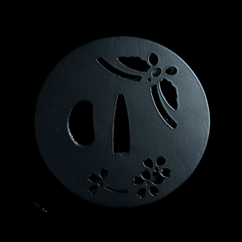 Iron Hira Tsuba with Floral Motif | KatanaSwordArt Tsuba For Sale