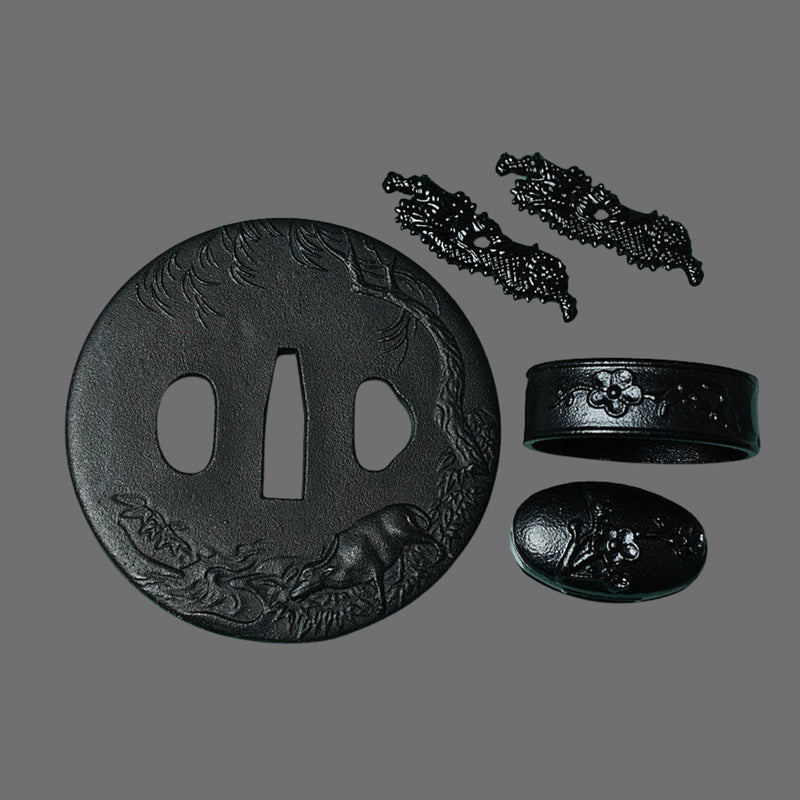 Iron Hira Tsuba with Nature Scenery Motif | KatanaSwordArt Tsuba For Sale