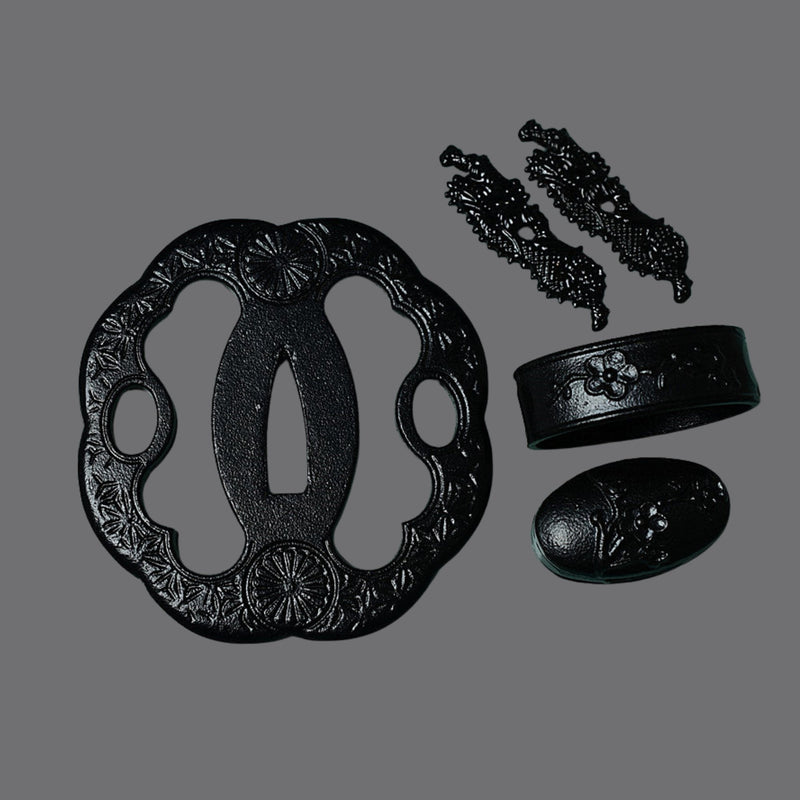 Iron Sukashi Tsuba with Floral Motif | KatanaSwordArt Tsuba For Sale