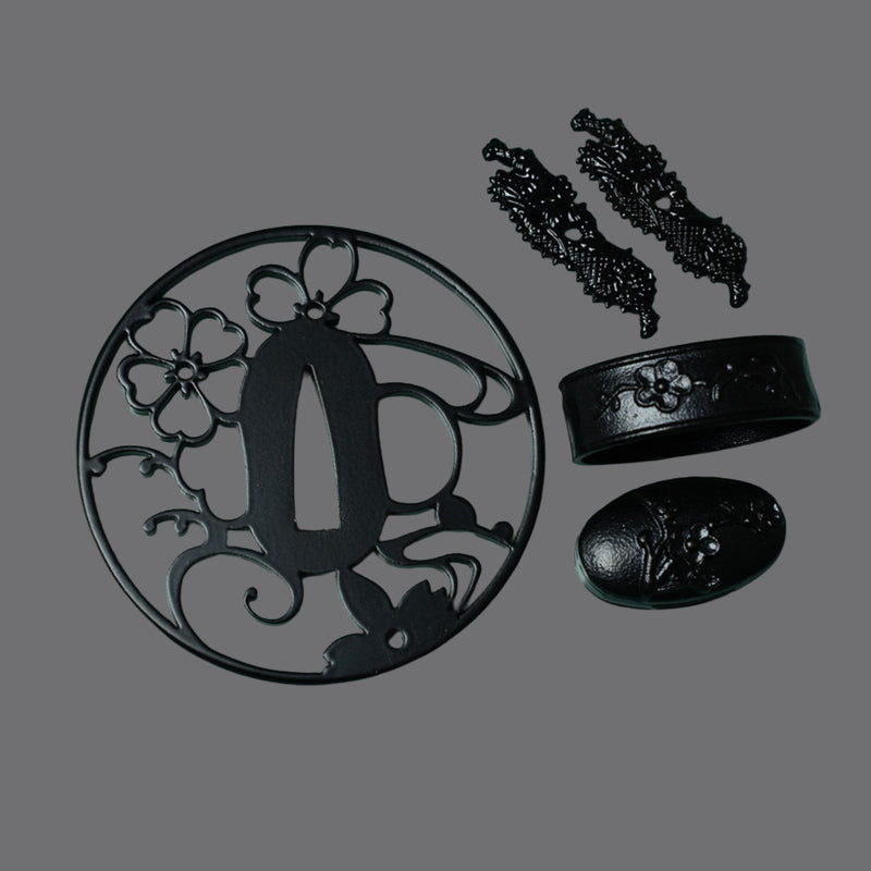 Iron Sukashi Tsuba with Floral Motif | KatanaSwordArt Tsuba For Sale