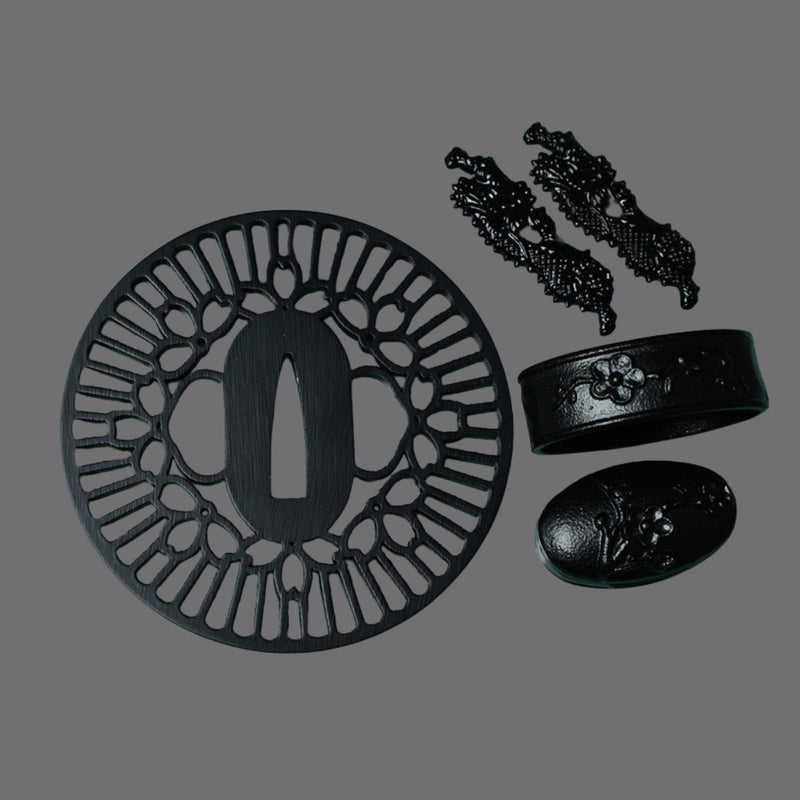 Iron Sukashi Tsuba with Geometric Motif | KatanaSwordArt Tsuba For Sale