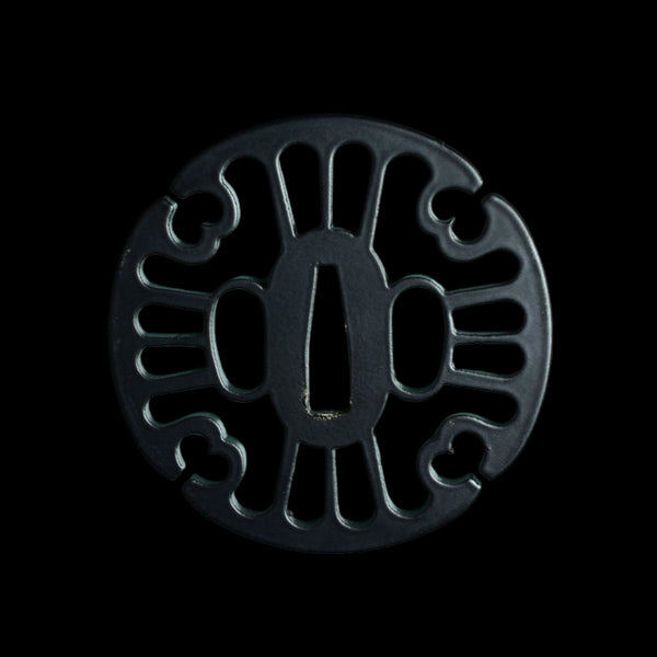 Iron Sukashi Tsuba with Geometric Motif | KatanaSwordArt Tsuba For Sale