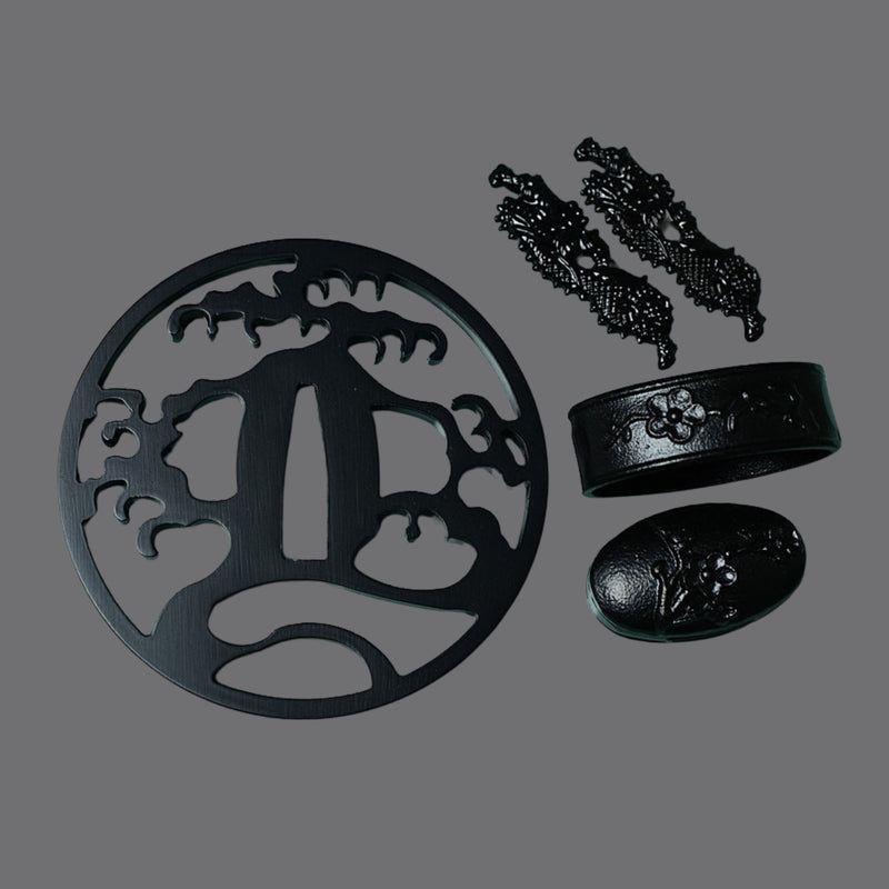 Iron Sukashi Tsuba with Nature Scenery Motif | KatanaSwordArt Tsuba For Sale