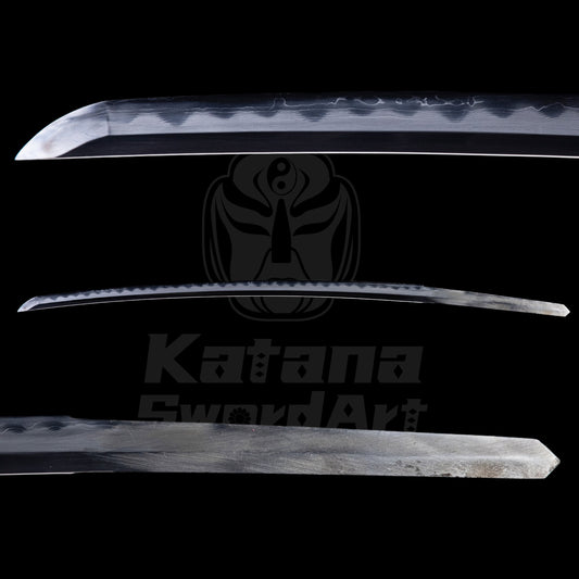 Katana Blade with Gomai - gitae Forging, Misty Ji and Mirror Polished Shinogi - Ji, Small Wave Hamon | KatanaSwordArt Blade For Sale