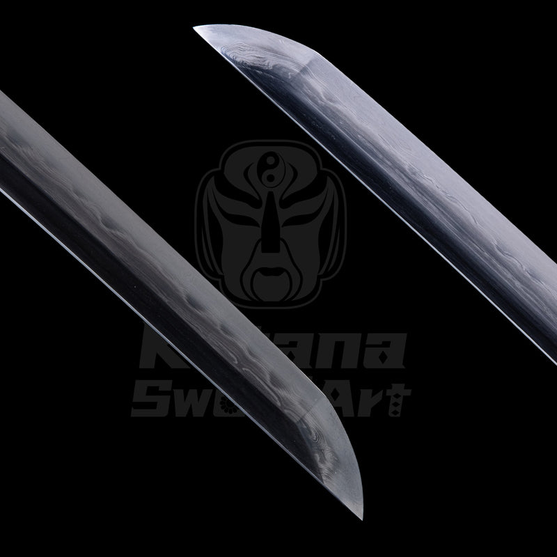 Katana Blade with Gomai - gitae Forging, Misty Yakiba and Mirror Polished Shinogi - Ji, Small Wave Hamon | KatanaSwordArt Blade For Sale