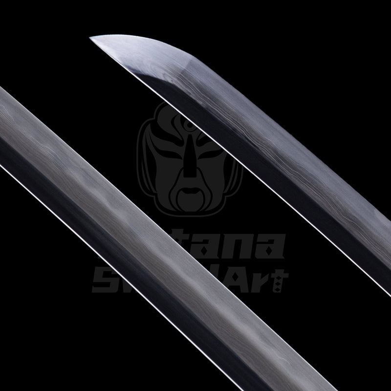 Katana Blade with Kobuse Forging, Misty Yakiba and Mirror Polished Shinogi - Ji, Small Wave Hamon | KatanaSwordArt Blade For Sale