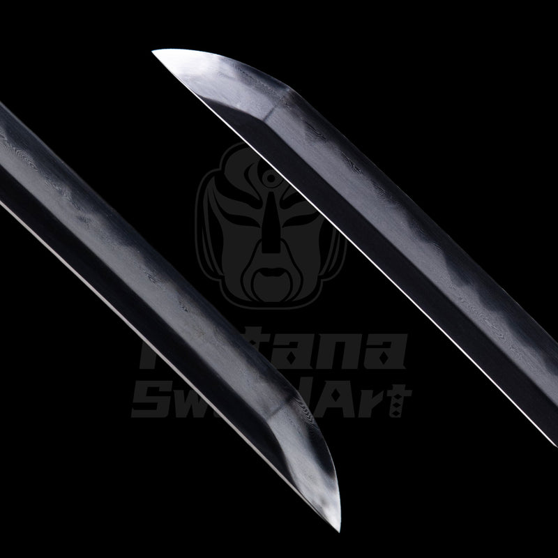 Katana Blade with Mixed Steel Forging, Misty Ji with Unique Patterns and Mirror Polished Shinogi - Ji, Small Wave Hamon | KatanaSwordArt Blade For Sale