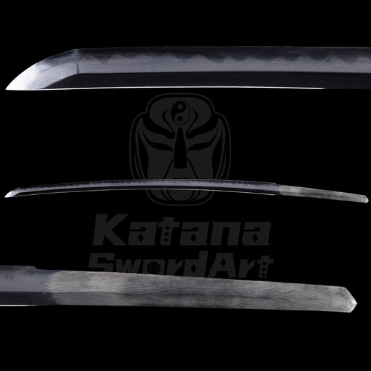 Katana Blade with Mixed Steel Forging, Misty Ji with Unique Patterns and Mirror Polished Shinogi - Ji, Small Wave Hamon | KatanaSwordArt Blade For Sale