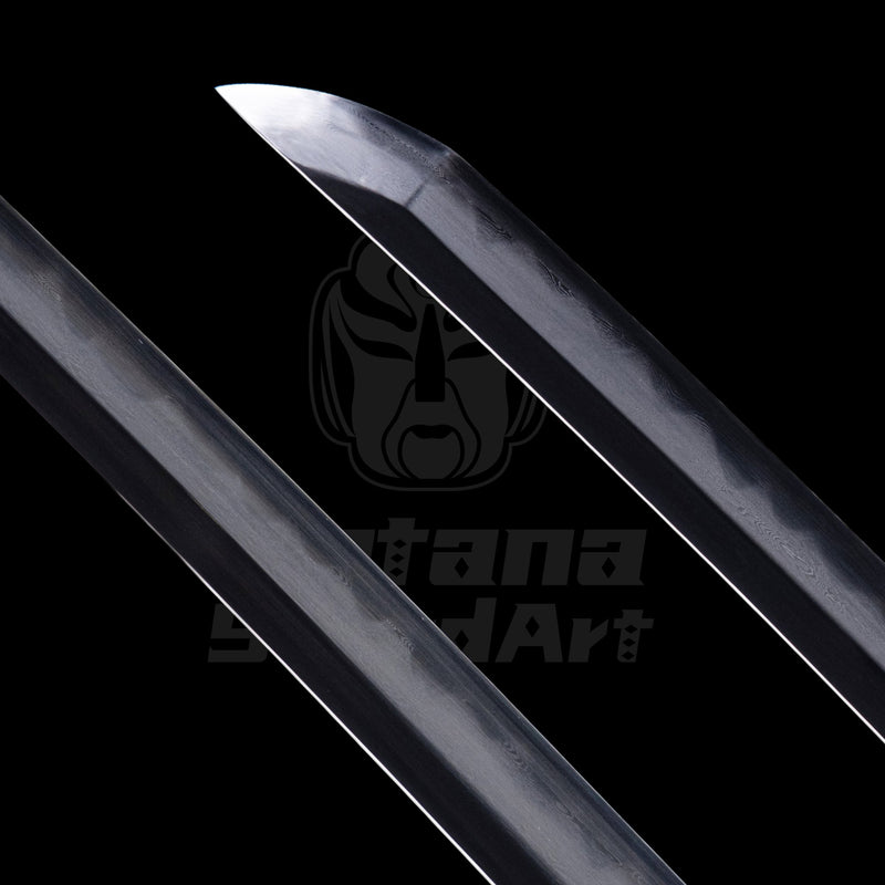 Katana Blade with Mixed Steel Forging, Misty Ji with Unique Patterns and Mirror Polished Shinogi - Ji, Small Wave Hamon | KatanaSwordArt Blade For Sale