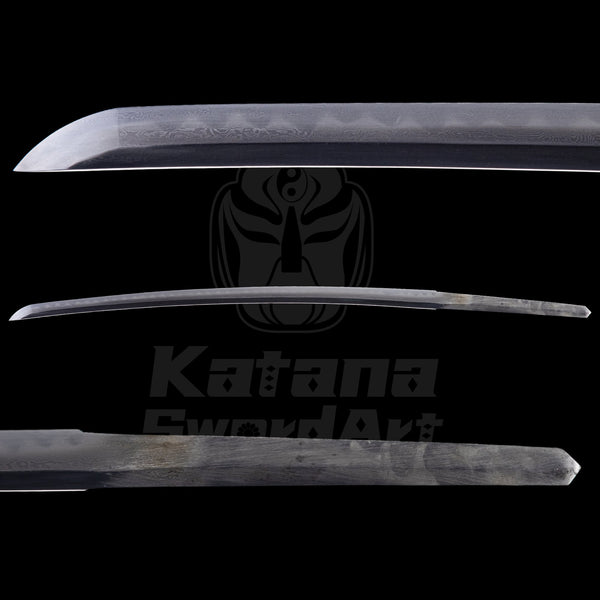 Katana Blade with Mixed Steel Forging, Misty Yakiba with Unique Patterns and Mirror Polished Shinogi - Ji, Small Wave Hamon | KatanaSwordArt Blade For Sale