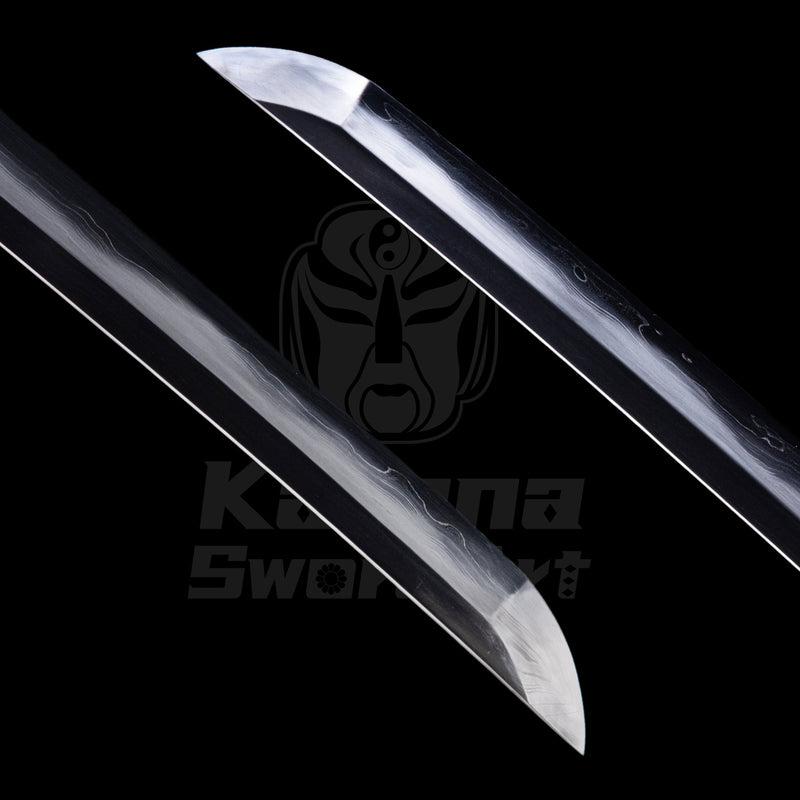 Katana Blade with Sanmai - gitae Forging, Misty Ji and Mirror Polished Shinogi - Ji, Large Wave Hamon | KatanaSwordArt Blade For Sale