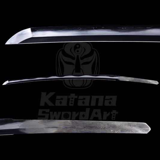 Katana Blade with Sanmai - gitae Forging, Misty Ji and Mirror Polished Shinogi - Ji, Large Wave Hamon | KatanaSwordArt Blade For Sale