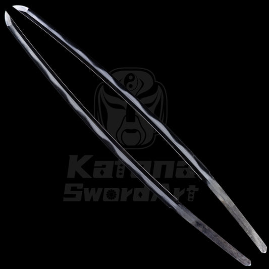 Katana Blade with Sanmai - gitae Forging, Misty Ji and Mirror Polished Shinogi - Ji, Large Wave Hamon | KatanaSwordArt Blade For Sale