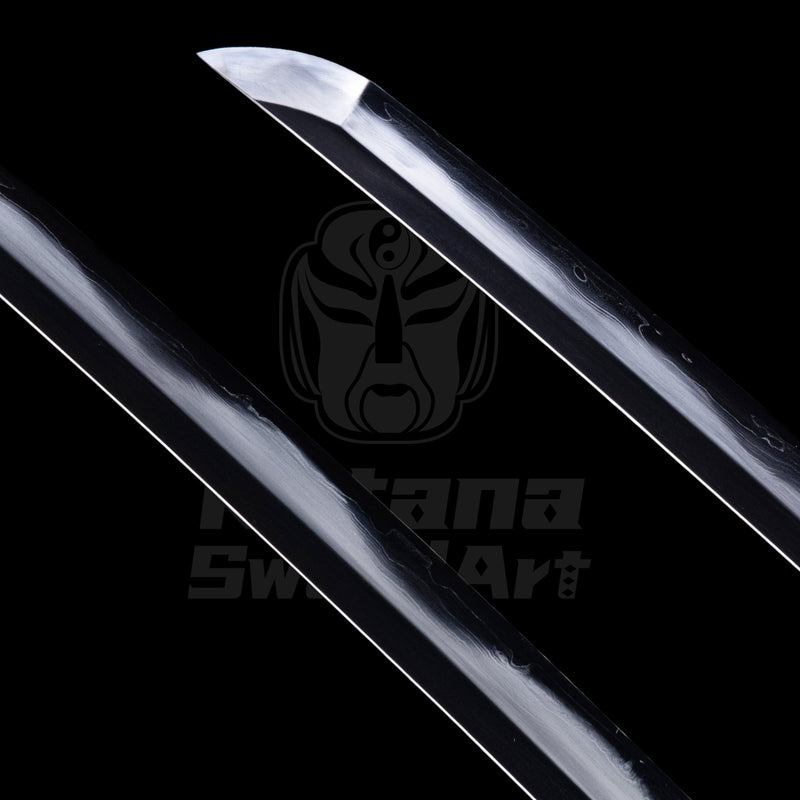 Katana Blade with Sanmai - gitae Forging, Misty Ji and Mirror Polished Shinogi - Ji, Large Wave Hamon | KatanaSwordArt Blade For Sale