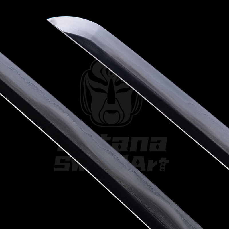 Katana Blade with Sanmai - gitae Forging, Misty Yakiba and Mirror Polished Shinogi - Ji, Large Wave Hamon | KatanaSwordArt Blade For Sale