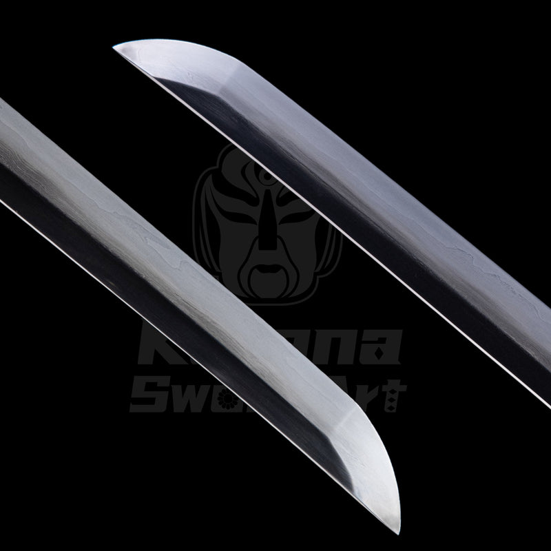 Katana Blade with Sanmai - gitae Forging, Misty Yakiba and Mirror Polished Shinogi - Ji, Large Wave Hamon | KatanaSwordArt Blade For Sale