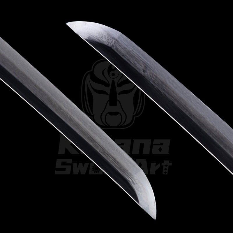 Katana Blade with Sanmai - gitae Forging, Misty Yakiba and Mirror Polished Shinogi - Ji, Straight Hamon | KatanaSwordArt Blade For Sale