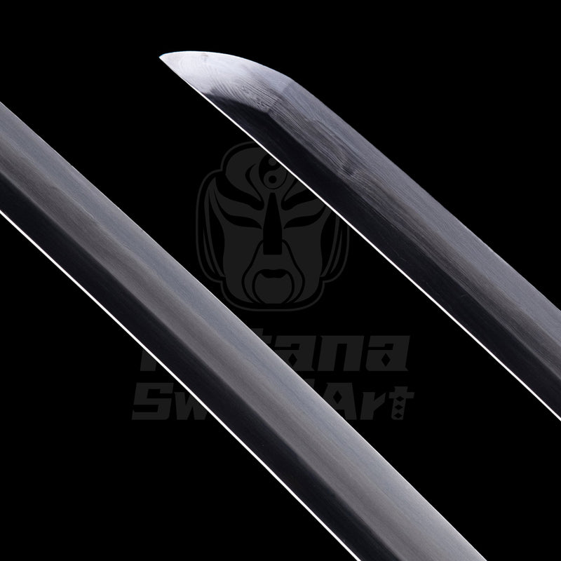 Katana Blade with Sanmai - gitae Forging, Misty Yakiba and Mirror Polished Shinogi - Ji, Straight Hamon | KatanaSwordArt Blade For Sale