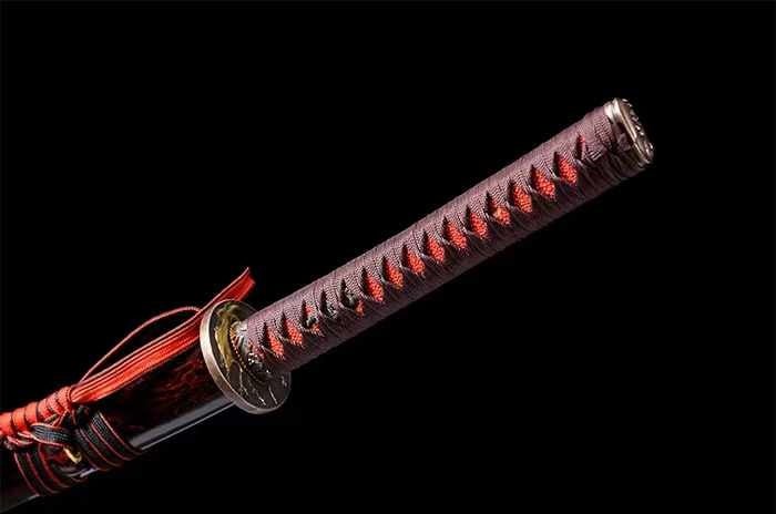 Katana Blood Plum Carbon Steel Clay Tempered Red Saya 血梅 | KatanaSwordArt Katana For Sale