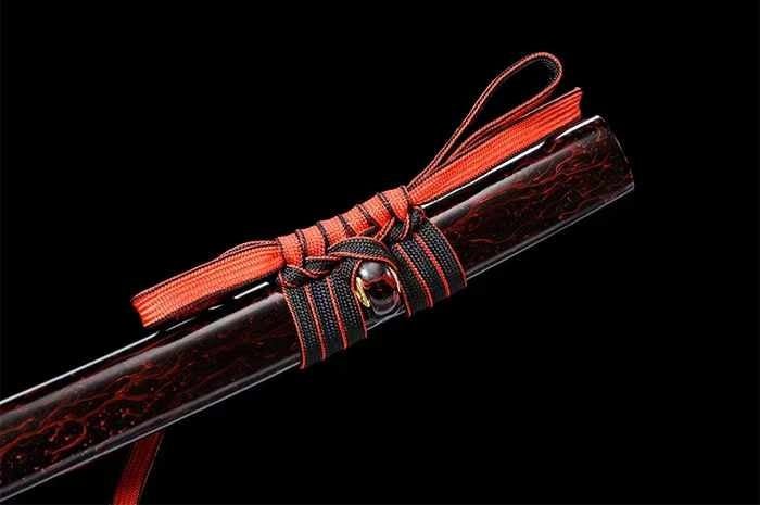 Katana Blood Plum Carbon Steel Clay Tempered Red Saya 血梅 | KatanaSwordArt Katana For Sale