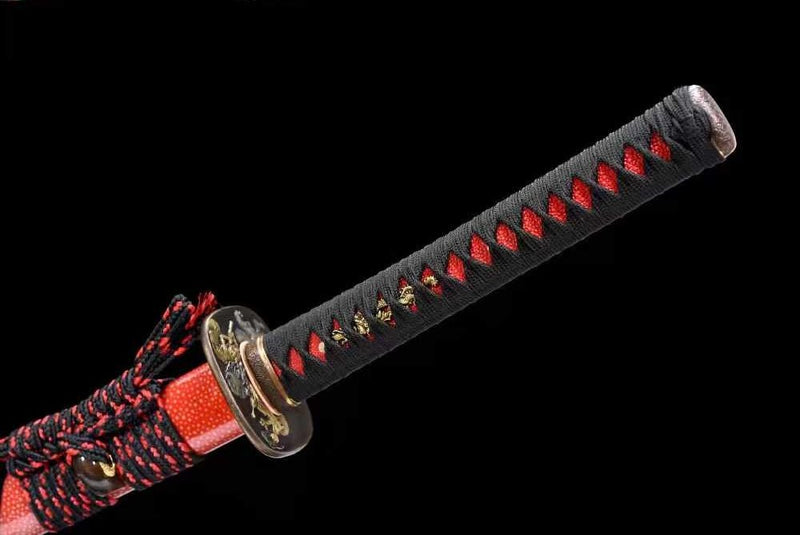 Katana Canghai Damascus Folded Steel Clay Tempered Black Saya 滄海 | KatanaSwordArt Katana For Sale