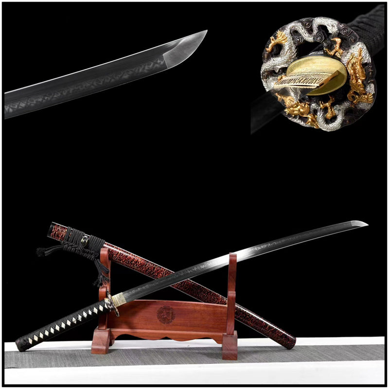 Katana Chilin T10 Clay Tempered Red Saya 赤鱗 | KatanaSwordArt Katana For Sale