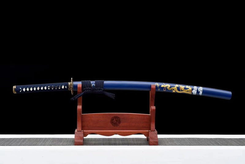 Katana Cloud Dragon T10 Clay Tempered Blue Saya 藍龍雲 | KatanaSwordArt Katana For Sale