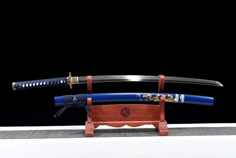 Katana Cloud Dragon T10 Clay Tempered Blue Saya 藍龍雲 | KatanaSwordArt Katana For Sale