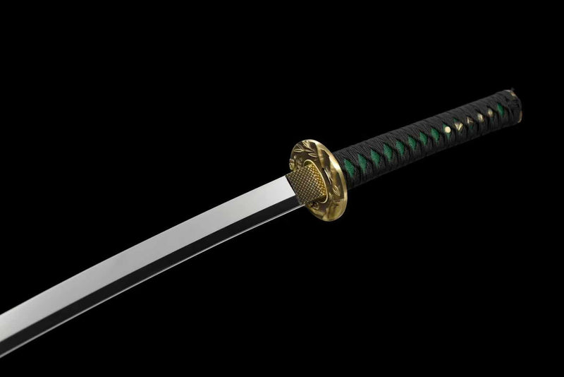 Katana Cyan Bamboo Manganese Steel Green Saya Mirror Finish 青竹 | KatanaSwordArt Katana For Sale