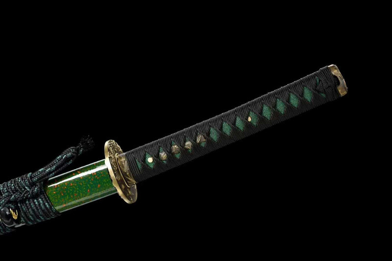 Katana Cyan Bamboo Manganese Steel Green Saya Mirror Finish 青竹 | KatanaSwordArt Katana For Sale