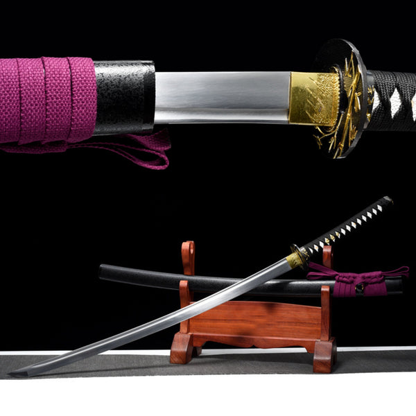 Katana Gold Bamboo Medium Carbon Steel Black Saya 金之竹 | KatanaSwordArt Katana For Sale