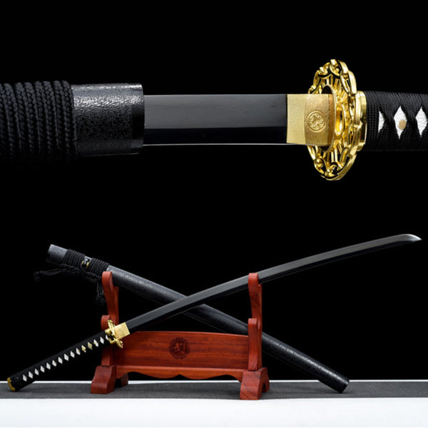 Katana Golden Lock Spring Steel Black Blade 金鎖 | KatanaSwordArt Katana For Sale