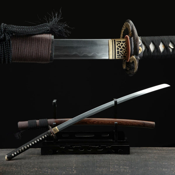 Katana Golden Snake Damascus Folded Blade 巨蟒 | KatanaSwordArt Katana For Sale