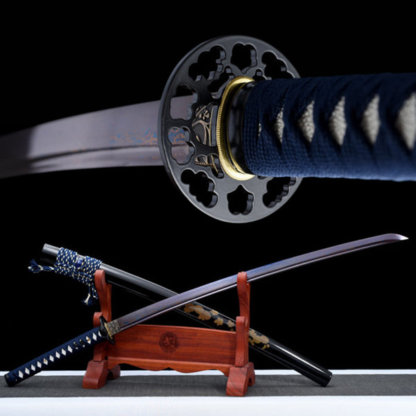 Katana HanXiang Damascus Folded Steel Blue Blade 寒香 | KatanaSwordArt Katana For Sale