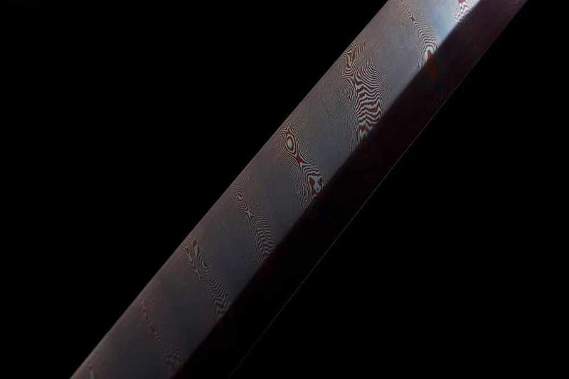 Katana JiuQu Twisted Damascus Folded Steel White Saya 九曲 | KatanaSwordArt Katana For Sale