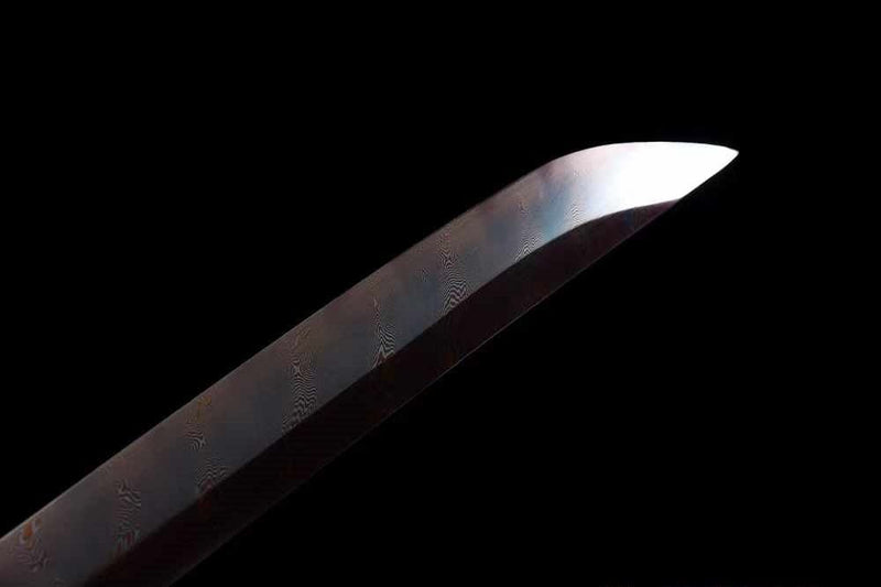 Katana JiuQu Twisted Damascus Folded Steel White Saya 九曲 | KatanaSwordArt Katana For Sale