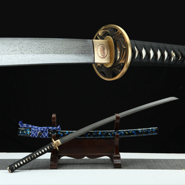 Katana Lianzuo Damascus Folded Circle Pattern 蓮座 | KatanaSwordArt Katana For Sale