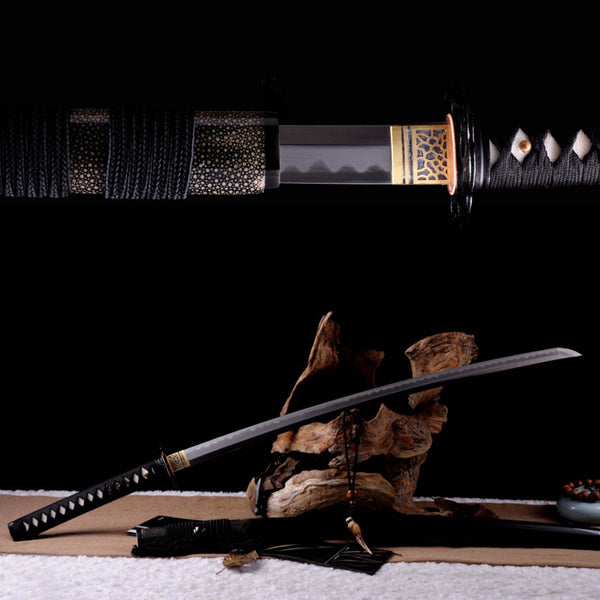 Katana Liulei T10 Clay Tempered Ray Skin Black Saya 流雷 | KatanaSwordArt Katana For Sale