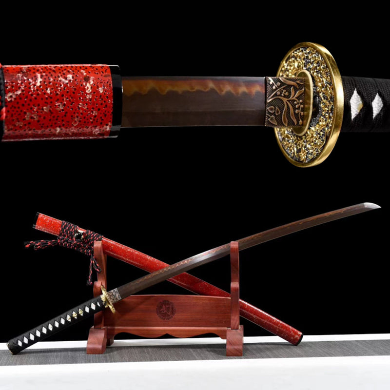 Katana Pinkish Glow T10 Clay Tempered Red Blade 紅霞 | KatanaSwordArt Katana For Sale