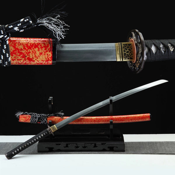 Katana Plum Blossom Flame Grain Damascus Folded Blade 紅梅 | KatanaSwordArt Katana For Sale