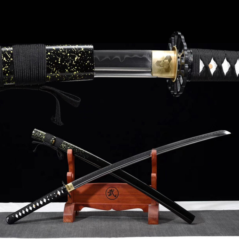 Katana Qingteng T10 Clay Tempered Black Saya 青藤 | KatanaSwordArt Katana For Sale