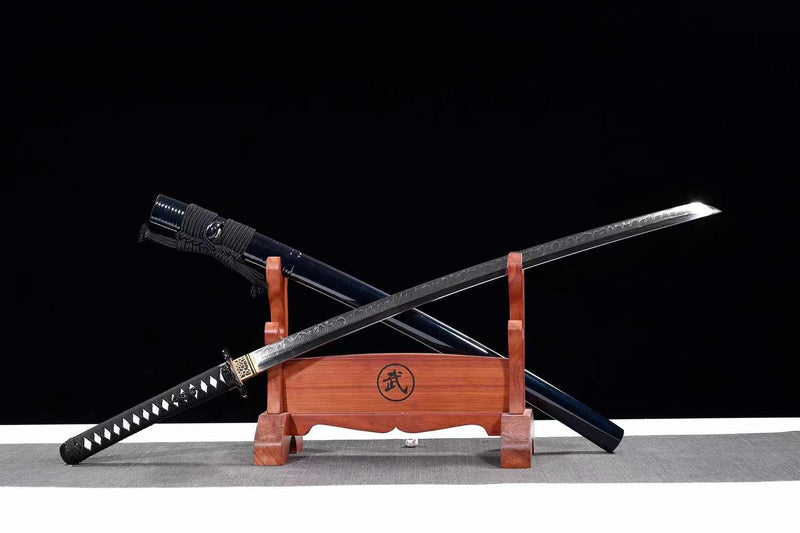 Katana Quanshou T10 Clay Tempered Black Saya 泉守 | KatanaSwordArt Katana For Sale