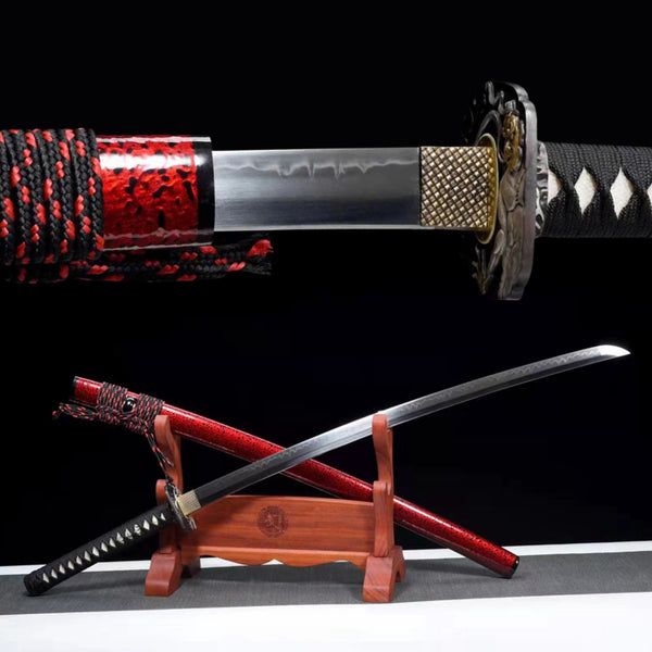 Katana Raksha T10 Clay Tempered Red Saya 羅剎 | KatanaSwordArt Katana For Sale