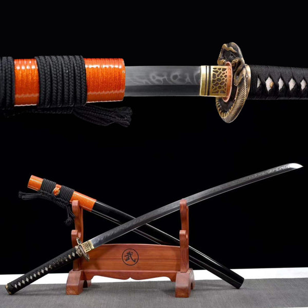 Katana Serpent T10 Clay Tempered Black Saya 大蛇 | KatanaSwordArt Katana For Sale